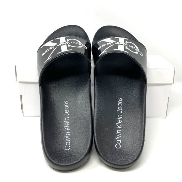 💖MEGA SALE💖 Calvin Klein Mavett Monogram Slide Sandal Black Men's Size - Picture 8 of 12